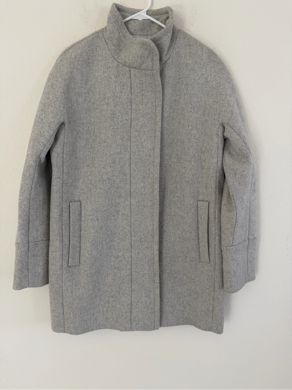 J. Crew Light Gray Wool Pea Coat with Stand Collar